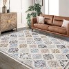 Retro Oriental Rhombus Printed Distressed Rug Washable Thin Low Pile Area Rugs for Living Room Indoor Non Slip Soft Carpet for Bedroom - 2 of 4