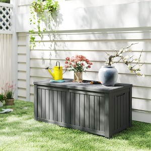YARDGRACE large gallon resin deck box, lockable terrace indoor and outdoor storage box, waterproof storage box - 1 of 4