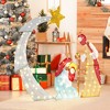 Tangkula 5 FT Lighted Christmas Nativity Scene Set Outdoor Holy Family Decoration with 140 LED Lights Xmas Nativity Set with Stakes and Zip Ties - 4 of 4