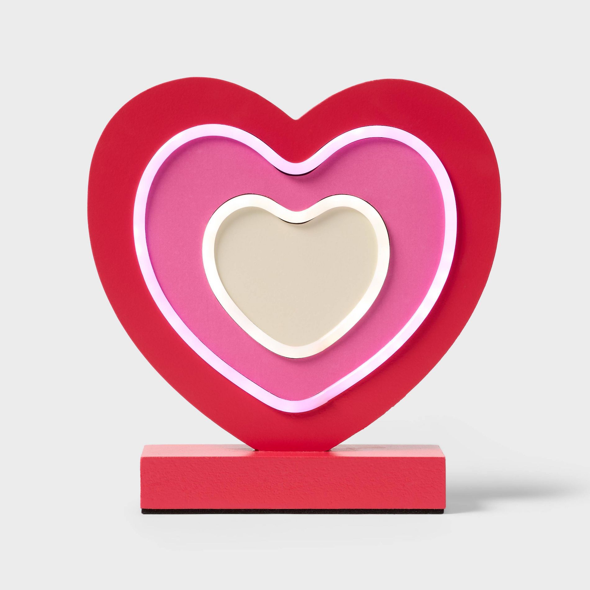 Valentine's Day Wood Base with Neon Tube Table Decor Heart - Spritz™