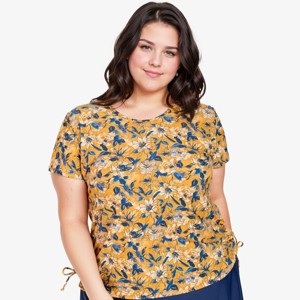 Calypsa Women's Plus Size UPF 50+ Short Sleeve Adele Swim Top - 1 of 4