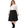 Agnes Orinda Women's Plus Size Faux Suede Elastic Waist Flared Stretch A-Line Midi Skirts - 3 of 4