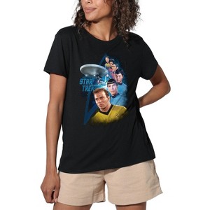 Women's Star Trek Among The Stars Loose T-Shirt Black - 1 of 4