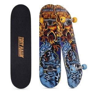 Tony Hawk 31 inch Skateboard, Tony Hawk Signature Series 3, 9-ply Maple Deck Skateboard for Cruising, Carving, Tricks and Downhill, Fire/Ice - 1 of 4