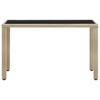 vidaXL Outdoor Dining Table Beige PE rattan and steel with tempered glass - 2 of 4