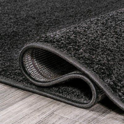 JONATHAN  Y SUPERSOFT Haze Solid Low-Pile 5 x 5 (ft) Loomed Polypropylene Black Square Indoor Solid Farmhouse/Cottage Area rug