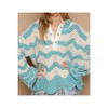 Women's Oversize Round Neck Stripes Solid Pullover Sweater - POL - 2 of 4