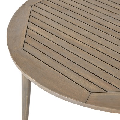 Gray Acacia Wood 4-Seater Outdoor Dining Set with Cream Cushions
