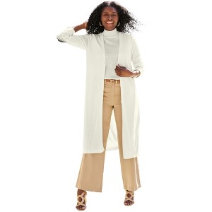 Jessica London Women's Plus Size Fine Gauge Cardigan Topper - 1 of 4