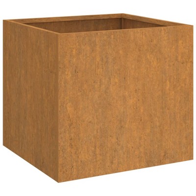 Rusty Corten Steel Outdoor Garden Planters Set