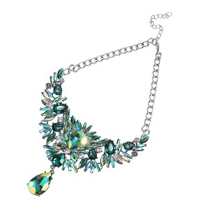 SOHI Women's Emerald Green Maxi Crystal Drop Statement Necklace - 1 of 4