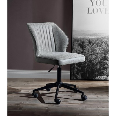 TiramisuBest Vintage Gray Faux Leather Office Chair, Armless, High Back, Swivel, Adjustable, 5 - Star Base with Casters