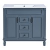 36" Bathroom Vanity with Top Sink, Modern Bathroom Storage Cabinet with 2 Soft Closing Doors and 2 Drawers, Single Sink Bathroom Vanity Blue - 3 of 4
