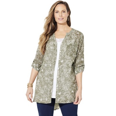 olive green outline floral