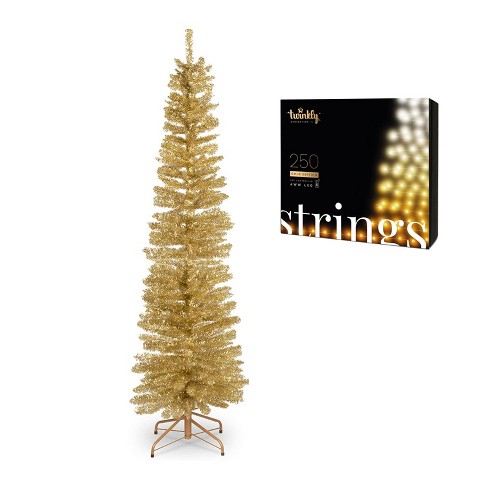 National Tree Company 6 Foot Unlit Tinsel Tree Bundle With Twinkly 250 Led Amber White 65 5 Foot Bluetooth Outdoor Christmas Icicle Lights Target