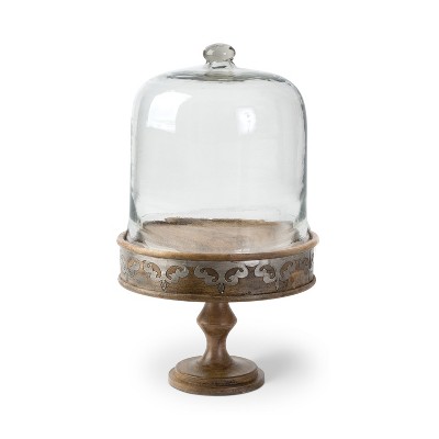 GG Collection Large 12-Inch Diameter Heritage Collection Wood and Metal  Cake Pedestal and Dome