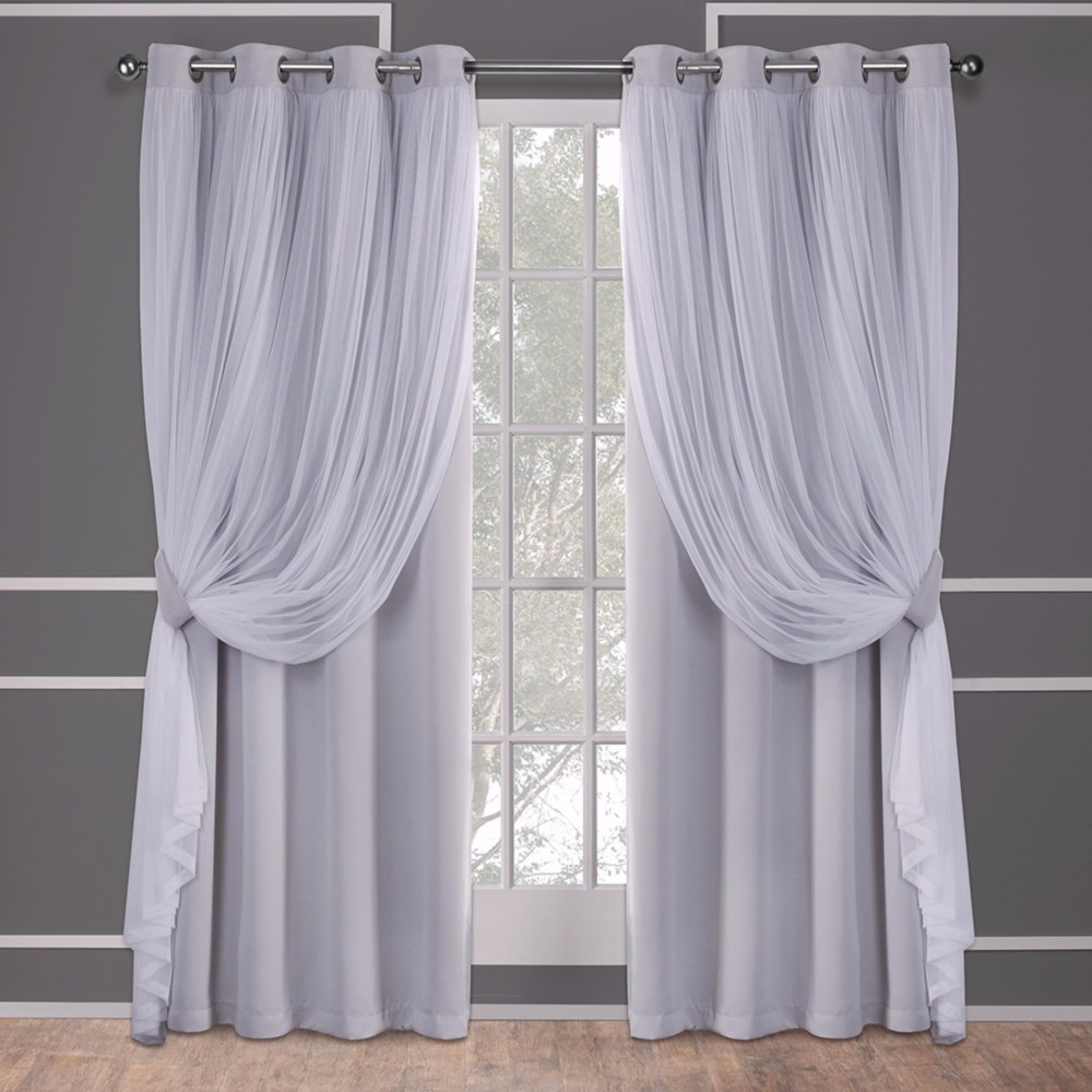 Photos - Curtains & Drapes Set of 2  Caterina Layered Solid Blackout with Sheer Top Curtain(84"x52")