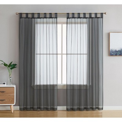 HLC.ME White Tab Top 54 inch x 108 inch Long Window Curtain Sheer Voile Panels for Living room & Bedroom, Set of 2