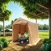 7x12 FT Outdoor Heavy Duty Metal Storage Shelter Shed,Carport With 2 Roll Up Zipper Doors,Patio Portable Garage Kit Tent-Coolbibila - 2 of 4
