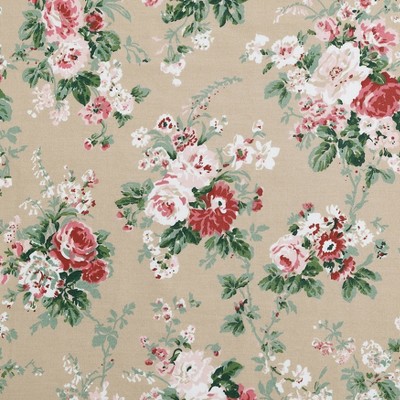 Twin Beige Floral Cotton Percale Sheet Set