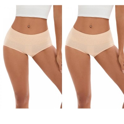 INSPIRE CHIC 2 Pcs Women's Plus Size High Waisted Tummy Control Briefs Butt Lifter Control Panties