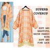 LA LEELA Women's Summer Holiday Beachwear Long Bathing Suit Open Front Slouchy Vacation Swimwear Coverups Duster Cardigans 2X-3X Orange, Check - 2 of 4