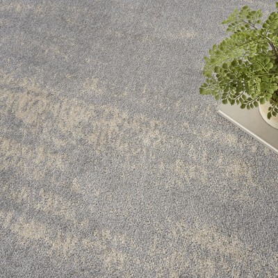 Essentials 5' Square Grey/Beige Abstract Synthetic Outdoor Rug