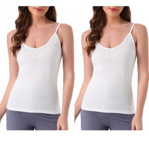 INSPIRE CHIC Women's 2 Pcs Camisole Scoop Neck Sleeveless Tank Undershirt Spaghetti-Strap Pajama Tops - 1 of 4