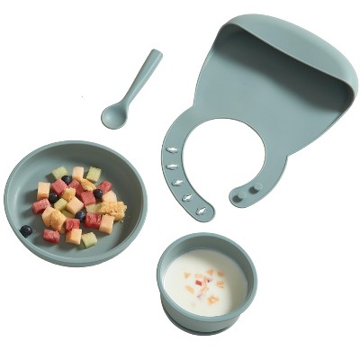 Soft Silicone Baby Feeding Set – Includes Toddler Plates, Bowls & Adjustable Bib