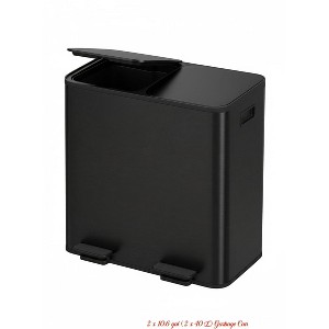 (2X30/2 x 40 L)Kitchen Trash Can, Garbage Can w/ Lid, Stainless Steel Trash Bin w/ 2 Removable Inner Buckets, Soft-Close Foot Pedal - 1 of 4