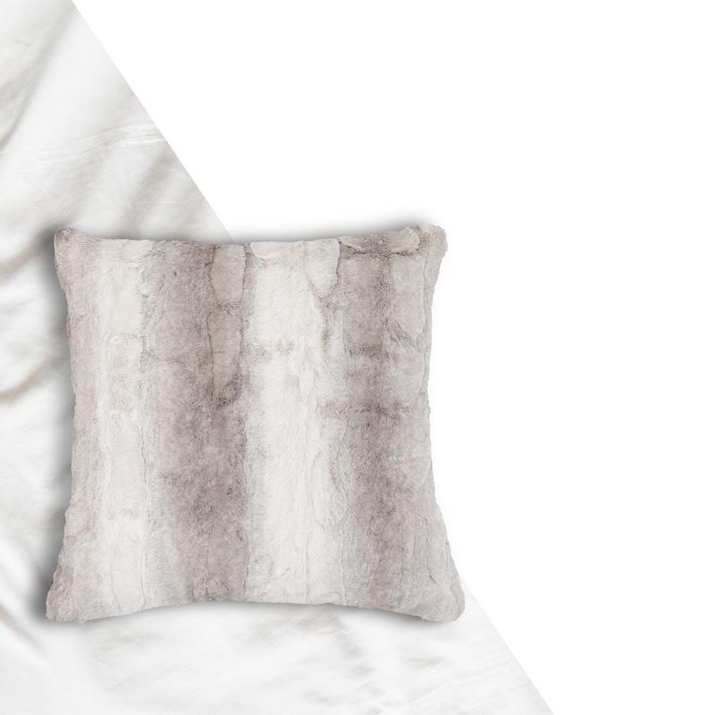 Cheer Collection Set of 2 Soft Faux Fur Leaf Design Throw Pillows with Inserts - Marble Gray (18" x 18"), 5 of 7