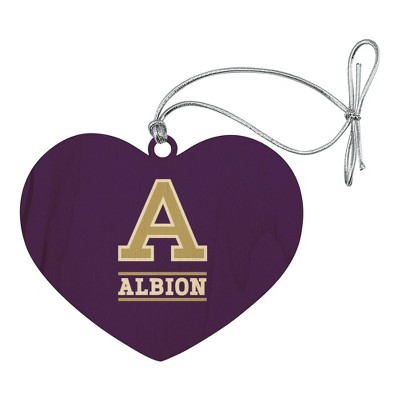 Albion College Primary Logo Heart Love Wood Christmas Tree Holiday Ornament