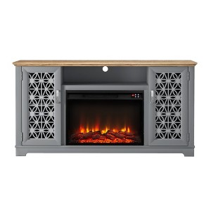 60" Floral Style TV Stand for TVs up to 65" with Electric Fireplace, Media Storage - Festivo - 1 of 4