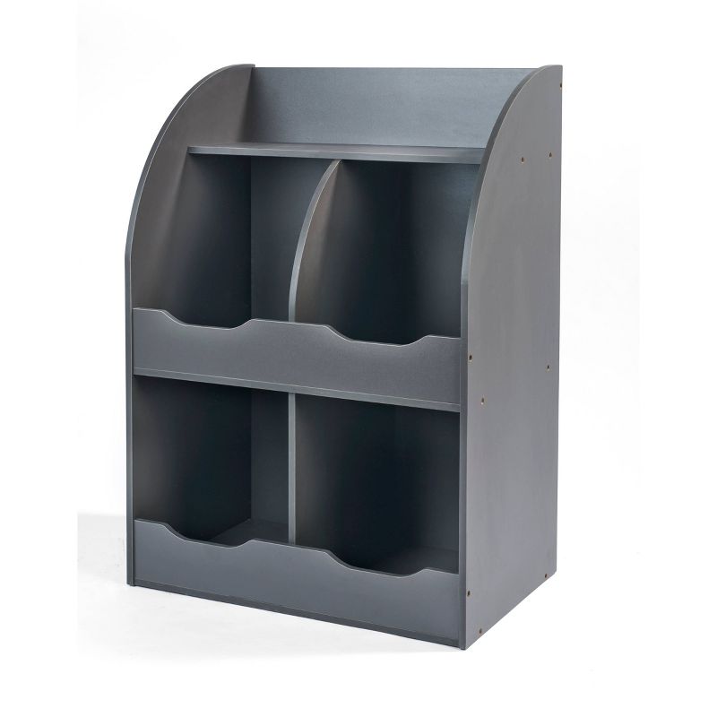 Badger Basket 4 Bin Storage Cubby with Bookshelf Charcoal, 1 of 7