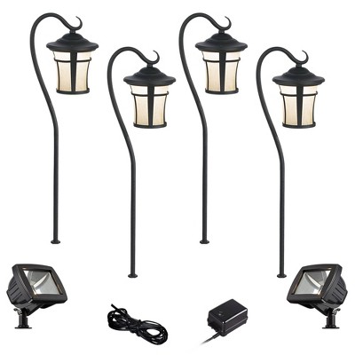 John Timberland Carriage Textured Black 8-Piece LED Path and Flood Light Set