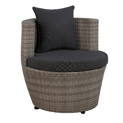Gray All-Weather Wicker Outdoor Bistro Set with Cushions