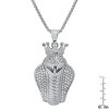Steeltime Men's stainless steel and simulated diamonds cobra king snake pendant. Color Options: Silver, Gold, Black - 3 of 4