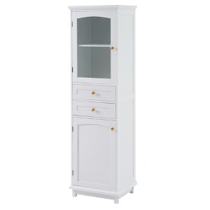 Dexmalle 63"Tall Bathroom Storage Cabinet with Glass Doors and Adjustable Shelves - 1 of 4