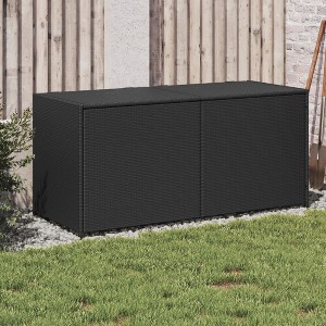 Garden Storage Box Black PE rattan, powder-coated steel Medium - 1 of 4