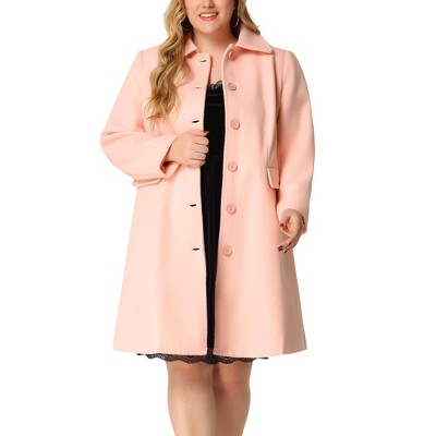 Agnes Orinda Women's Plus Size Coat A-Line Peter Pan Collar Double