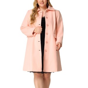 Agnes Orinda Women's Plus Size Peter Pan Collar Single Breasted with Pockets Long Winter Pea Coats - 1 of 4