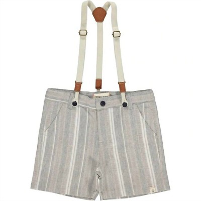 Boy's Captain Herringbone Shorts With Removable Suspenders - ME & HENRY