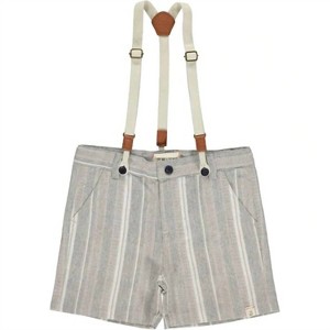 Boy's Captain Herringbone Shorts With Removable Suspenders - ME & HENRY - 1 of 2