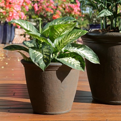 Anjelica Rustic 17" Resin Planter with Ornamental Vines - Indoor/Outdoor