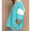 Women's V-neck Balloon Floral Patch Hoodie - POL - 2 of 4