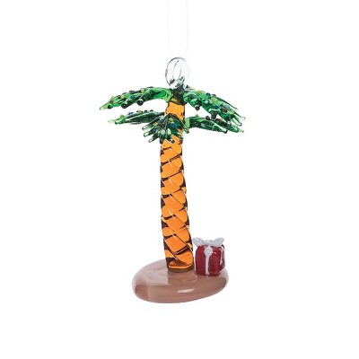 Gallerie II Holiday Palm Tree Artglass Ornament