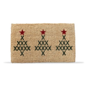 tag 1'6" x 2'6" Cross Stitch Tree Rectangle Indoor and Outdoor Coir Door Welcome Mat Beige Background - 1 of 2