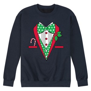 Men's - Instant Message - Christmas Tuxedo Graphic Fleece Sweatshirt - 1 of 4