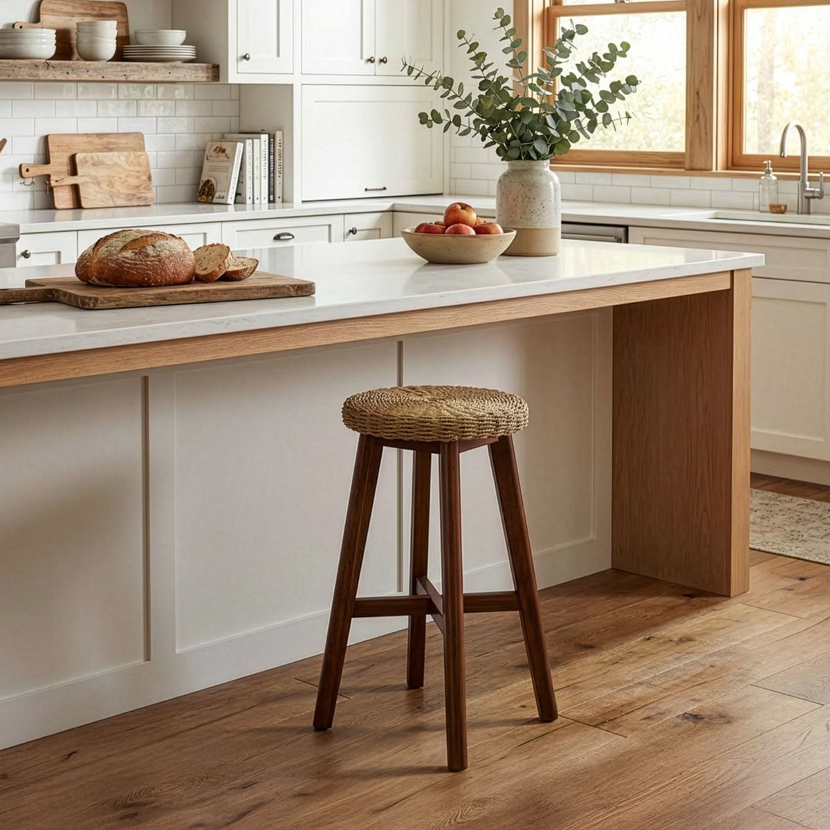 Alaterre Furniture 24in Round Bar Stool, Chestnut - thumbnail 2