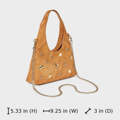 Universal Thread Faux Suede Mini Studded Slouchy Chain Handbag - Universal Thread™ Tan — фото 6